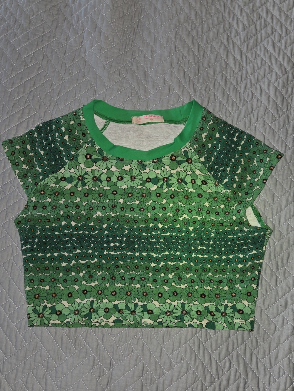 Free People Swim Green Floral Cropped Rashguard